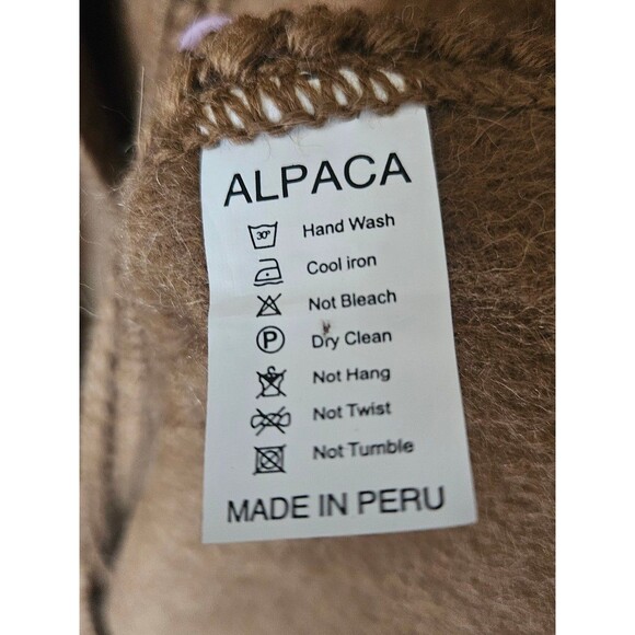 Made in Peru Fringe scarf cape poncho camel tan one size 100% Alpaca - Picture 9 of 9